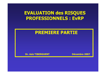 EVALUATION des RISQUES PROFESSIONNELS EvRP