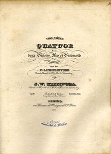 Partition parties complètes, corde quatuor No.3, Kalliwoda, Johann Wenzel