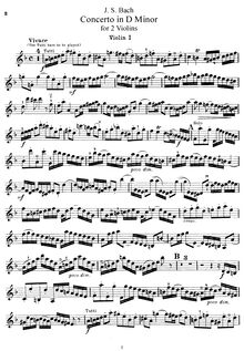 Partition violon 1 , partie, Concerto pour 2 violons, Double Concerto