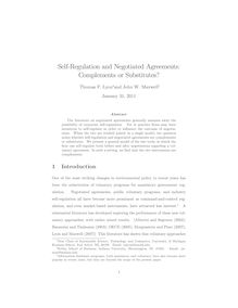 Self Regulation and Negotiated Agreements: Complements or Substitutes