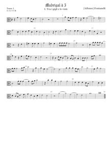 Partition ténor viole de gambe 1, alto clef, Primo Libro di Madrigali