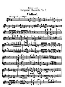 Partition violons I, II, Hungarian Rhapsody No.6, Tempo giusto, D♭ major