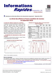 INSEE : Le climat des affaires en France s’améliore de nouveau en septembre 2013