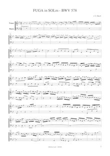 Partition ténor- et basse enregistrement , Fugue en G minor, Little Fugue