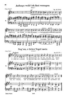 Partition Version pour medium voix, chansons und Gesänge, Vol.I, Op.27