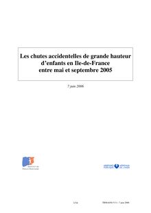 Les chutes accidentelles de grande hauteur d enfants en Ile-de-France entre mai et septembre 2005