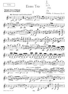 Partition de violon, Piano Trio No.1 Op.63, Schumann, Robert