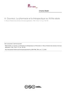 A. Couvreur, La pharmacie et la thérapeutique au XVIIIe siècle  ; n°2 ; vol.7, pg 193-194