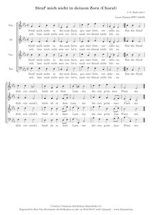 Partition choral: Straf  mich nicht en deinem Zorn, St. Luke Passion
