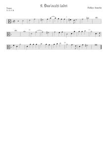 Partition ténor viole de gambe, alto clef, madrigaux pour 4 voix par Felice Anerio