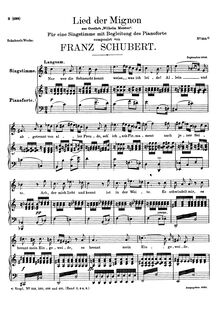 Partition voix & partition de piano, Lied der Mignon ( Sehnsucht ), 3rd setting, D.481