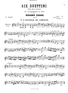 Partition violon 2 , partie, Six duettini pour deux violons, Godard, Benjamin