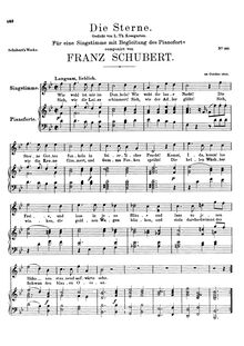 Partition complète, Die Sterne, D.313, The Stars, Schubert, Franz