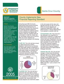 Santa Cruz County June 30, 2005 Report Highlights-Financial Statement  Audit