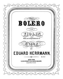 Partition de piano et partition de violon, Bolero, Herrmann, Eduard