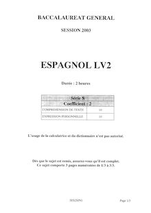Sujet du bac S 2003: Espagnol LV2