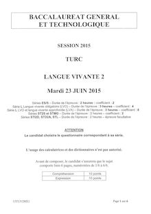 Sujet BAC 2015 - Turc LV2