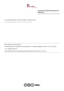 La pénéplaine et les côtes bretonnes  - article ; n°81 ; vol.15, pg 213-236