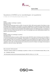 Questions d URSS ou la «soviétologie» en questions - article ; n°18 ; vol.5, pg 21-48