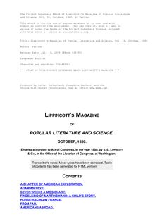 Lippincott s Magazine of Popular Literature and Science, Vol. 26, October, 1880