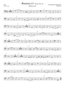 Partition viole de basse, Fantasia pour 5 violes de gambe, RC 36