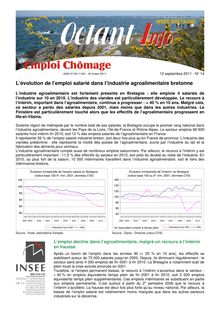 L évolution de l emploi salarié dans l industrie agroalimentaire bretonne (Octant Info nº 14)