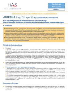 ARIXTRA 5 mg, 7,5 mg et 10 mg (fondaparinux), anticoagulant - ARIXTRA SYNTHESE CT12536