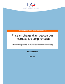Prise en charge diagnostique des neuropathies périphériques (polyneuropathies et mononeuropathies multiples) - Diagnostic des neuropathies périphériques - Argumentaire
