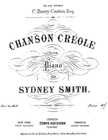 Partition complète, Chanson Creole, Smith, Sydney