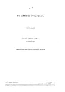 Vietnamien 2003 BTS Commerce international à référentiel Européen