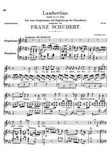 Partition complète, Lambertine, D.301, Schubert, Franz