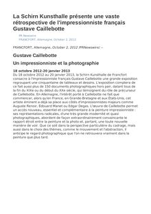 La Schirn Kunsthalle présente une vaste rétrospective de l impressionniste français Gustave Caillebotte