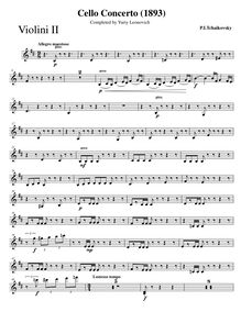 Partition violons II, violoncelle Concerto, B minor, Tchaikovsky, Pyotr