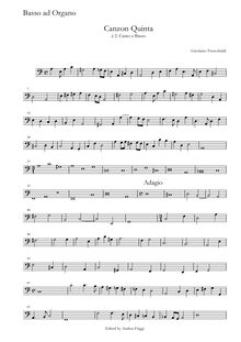 Partition Basso ad organo, Canzon Quinta à , Canto e Basso, Frescobaldi, Girolamo