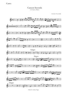 Partition Canto, Canzon Seconda à , Canto e Basso, Frescobaldi, Girolamo