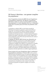 ZF France Communiqué de  presse ZF France à Maritima : une gamme ...