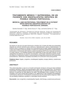 TRATAMIENTO MÉDICO Y NUTRICIONAL EN UN PACIENTE CON ENCEFALOPATIA HEPATICA DE POSIBLE ORIGEN PORTOCAVAL ( MEDICAL AND NUTRITIONAL TREATMENT IN A PATIENT  WITH HEPATIC ENCEPHALOPATHY OF POSIBLE PORTOCAVAL ORIGEN.)