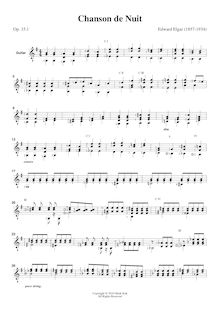 Partition , Chanson de Nuit - guitare , partie, Chanson de Nuit et Chanson de Matin, Op.15