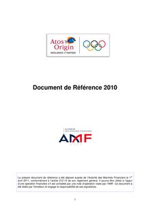 Atos Origin - Document de référence 2010