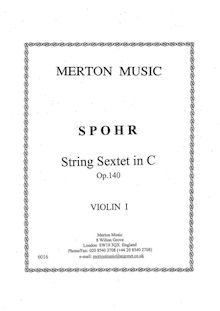 Partition violon 1, corde Sextet, Op.140, C major, Spohr, Louis