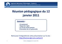 Réunion pédagogique du 12 Réunion pédagogique du 12 janvier 2011