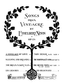 Partition No.1: A Necklace of Love, chansons from Vineacre, Op.28