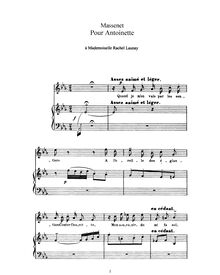 Partition complète (E♭ Major: haut voix et piano), Pour Antoinette