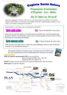 Programme d'animation d'Eugénie - Les - Bains Du 21 Mars au 10 Avril