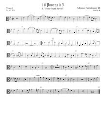 Partition ténor viole de gambe 2, alto clef, Pavan à 5 No.4, Four-note pavan