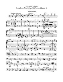Partition violoncelle, Symphony No.4, Op.54, Poème de l Extase, Scriabin, Aleksandr