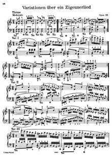 Partition complète, Variations sur un chant tzigane, Variationen über ein ZigeunerliedVariations on a Gypsy Song