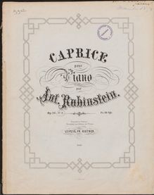Partition , Caprice, Deux Morceaux, Op.28, Rubinstein, Anton