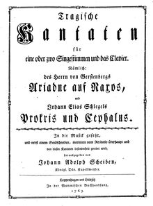 Partition Title-page et Introductory Letter, Ariadne auf Naxos, Scheibe, Johann Adolph