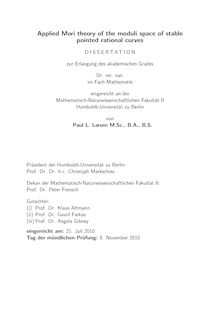 Applied Mori theory of the moduli space of stable pointed rational curves [Elektronische Ressource] / Paul L. Larsen. Gutachter: Klaus Altmann ; Gavril Farkas ; Angela Gibney